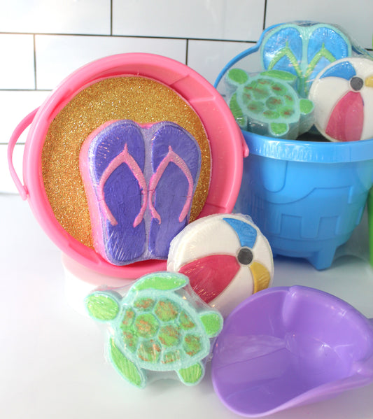 Summer FUN bath bombs in sand bucket