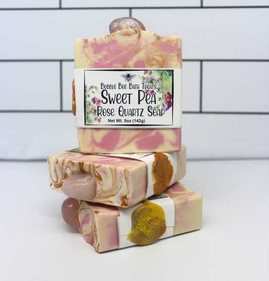 Artisan Soap *Sweet Pea Rose Quartz Hand Soap