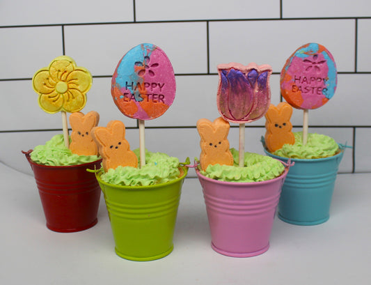 Bath Bomb Bucket and Bunny with Bubble frosting and Bubble Bath Lolli!
