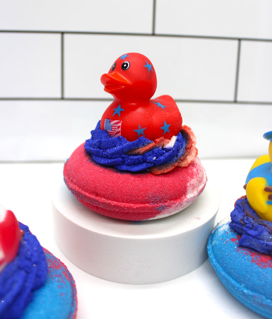 Patriotic Bath Bomb Donut with bath duck