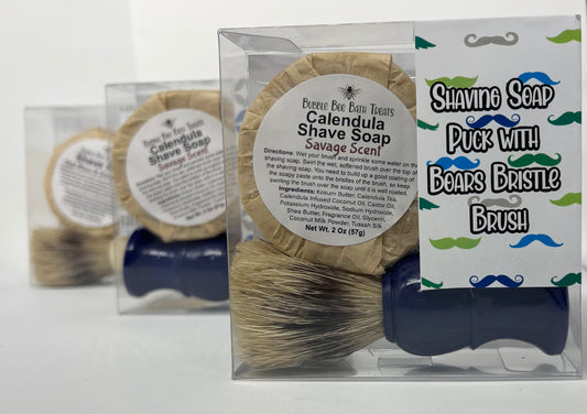 Gift Set Shave Soap Puck and Boars Bristle Brush