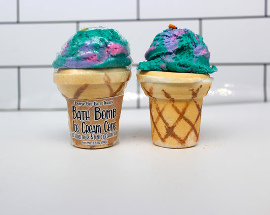 Bath Bomb Ice Cream Cone with bubble scoop and hidden colors