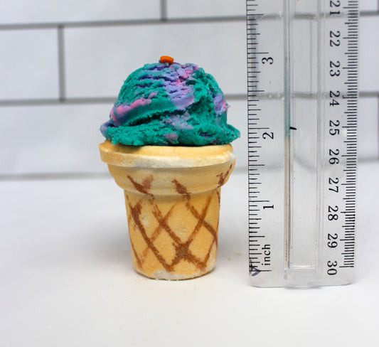 Bath Bomb Ice Cream Cone with bubble scoop and hidden colors