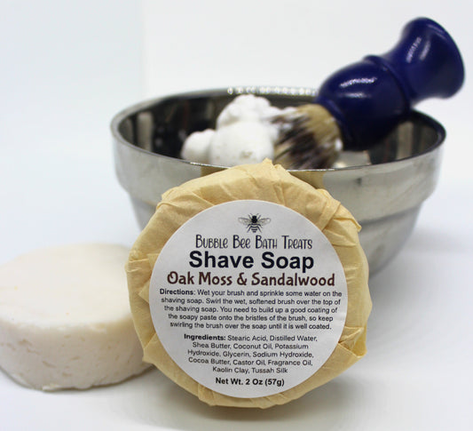 Dual Lye Shave Soap Puck- Sandalwood and Oakmoss Scent