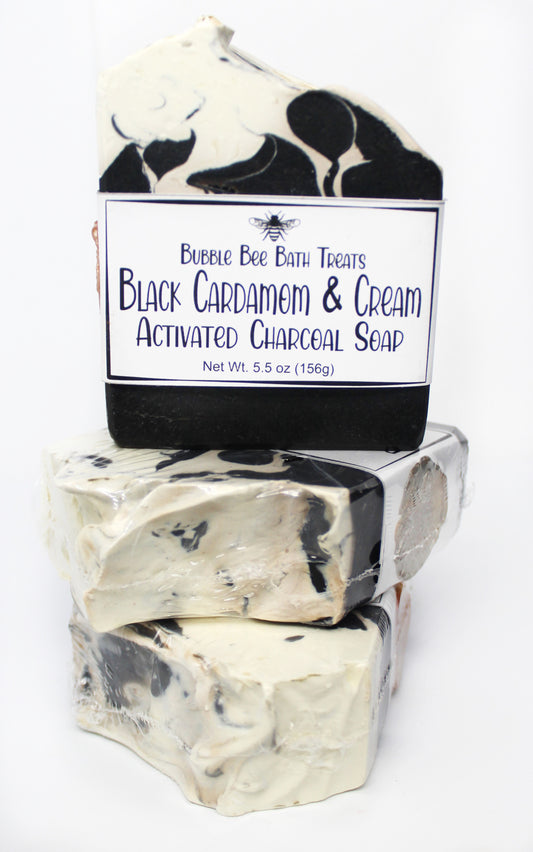 Artisan Soap Black Cardamon and Cream Activated Charcoal  Soap