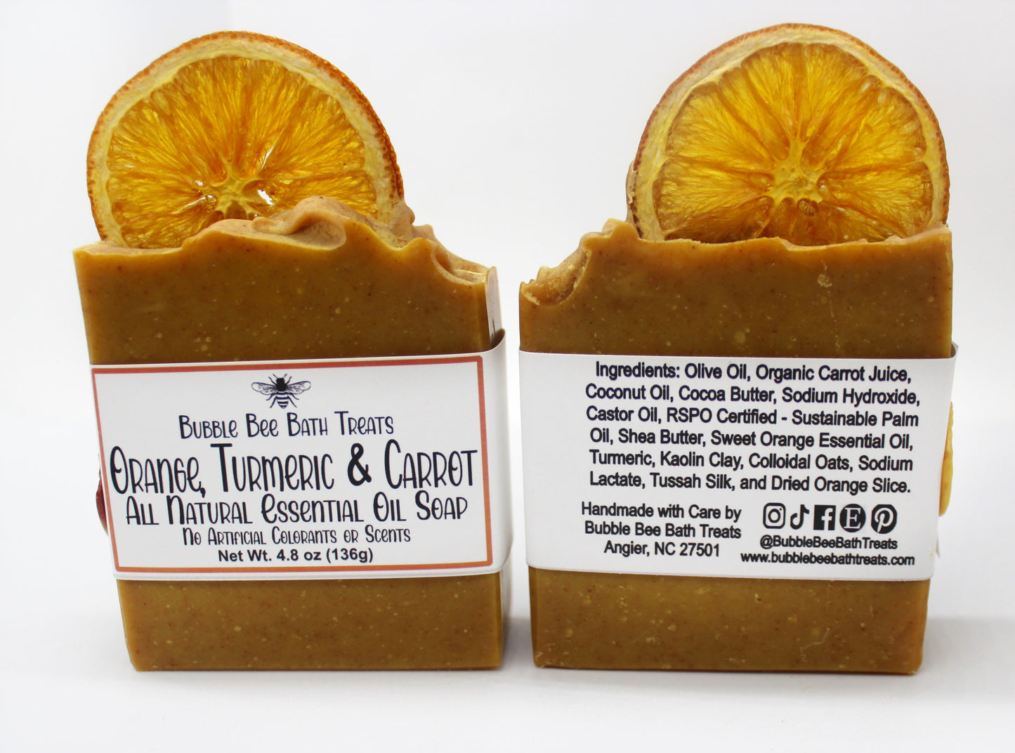 Artisan Soap ALL natural Orange, Turmeric & Carrot