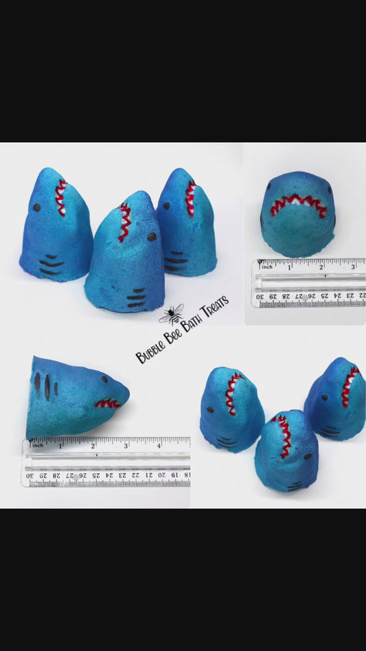 Shark Bite Hand painted Bath bomb 6oz with hidden colors