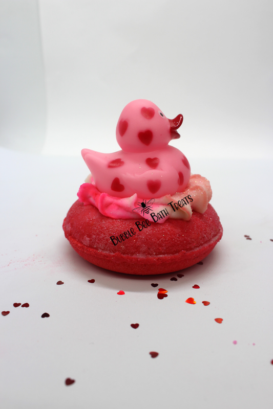 V day Ducky Donut Bath bomb and bubble frosting