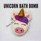 Happy Unicorn Hand painted Bath bomb with hidden colors