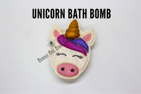 Happy Unicorn Hand painted Bath bomb with hidden colors