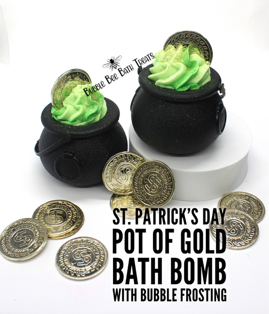 POT of gold St Patties Bath bomb and bubble frosting with hidden treasure
