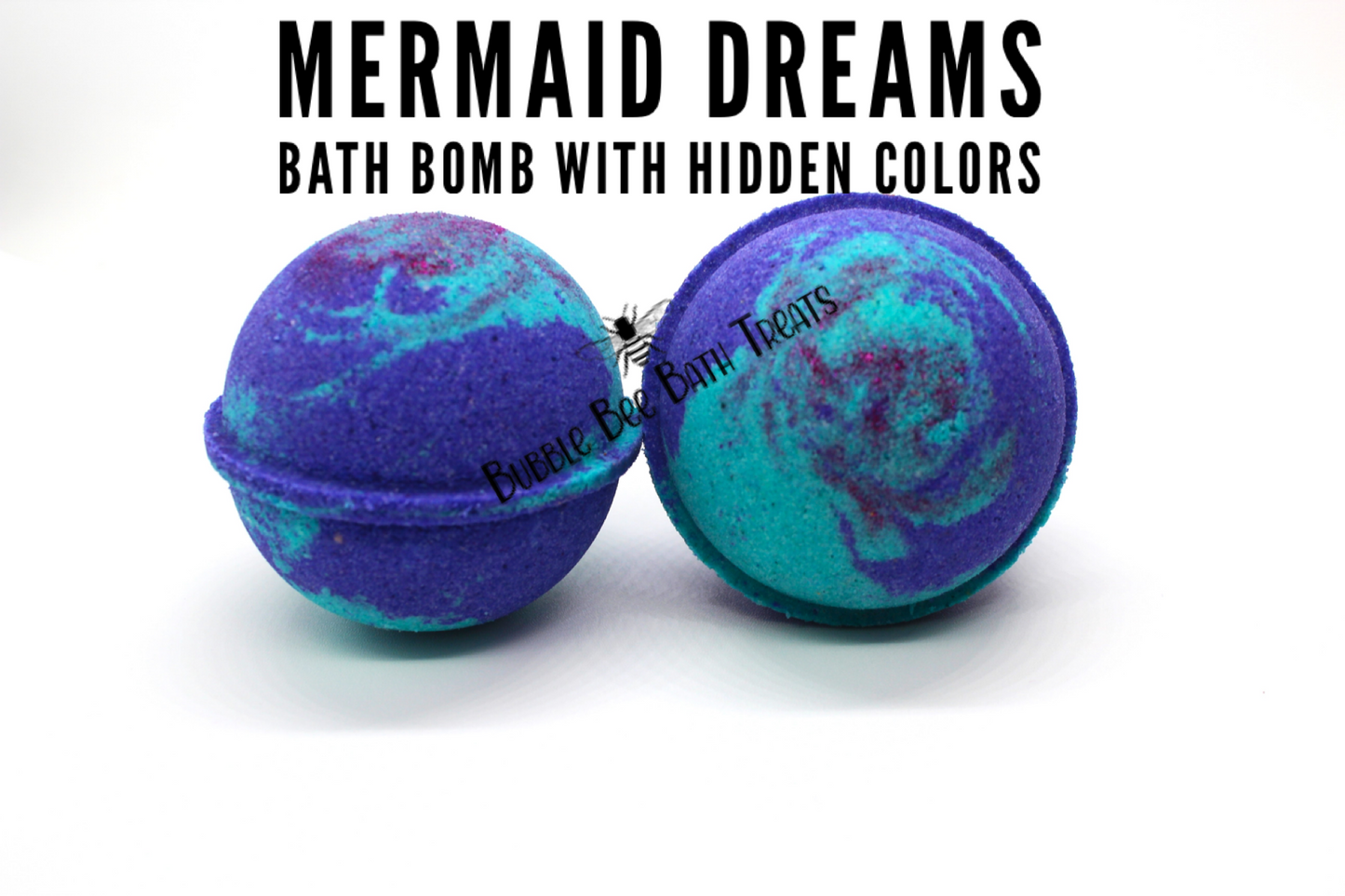 Mermaid Dreams Bath bomb with hidden colors  2.5 inch Round