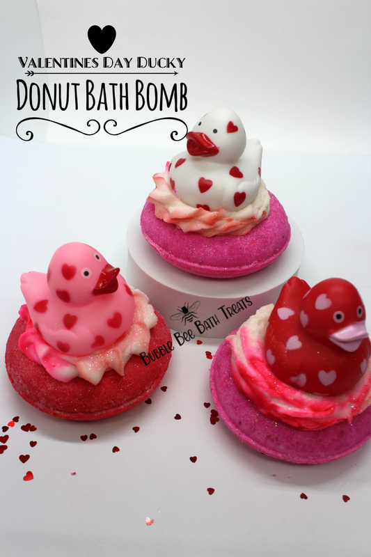 V day Ducky Donut Bath bomb and bubble frosting