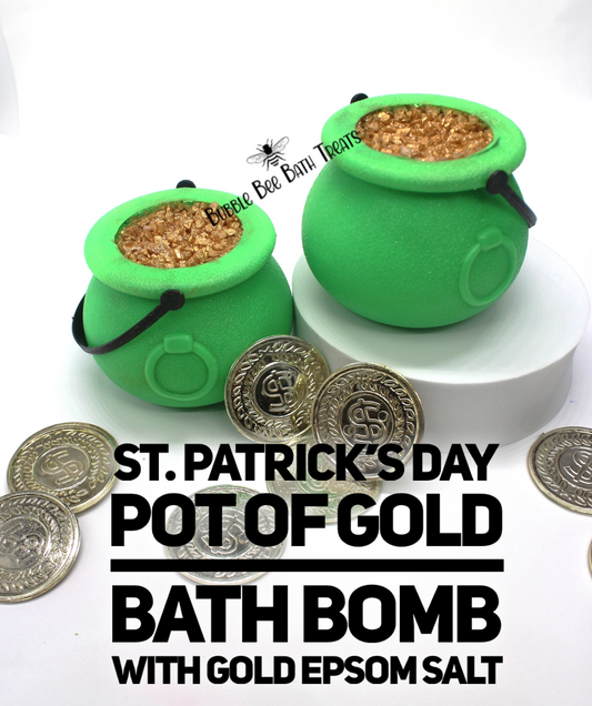 POT of gold St Patties Bath bomb with GOLD Epsom salts!