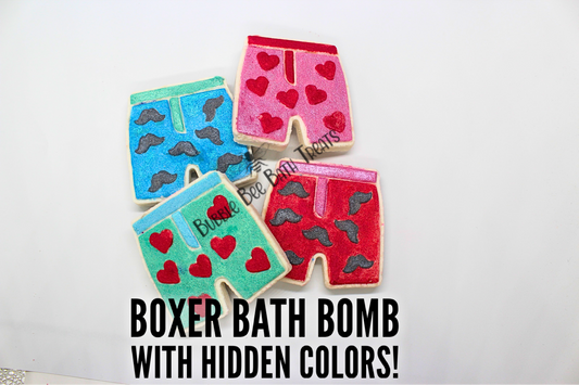 Hand Painted BOXERS Bath bomb with hidden colors!