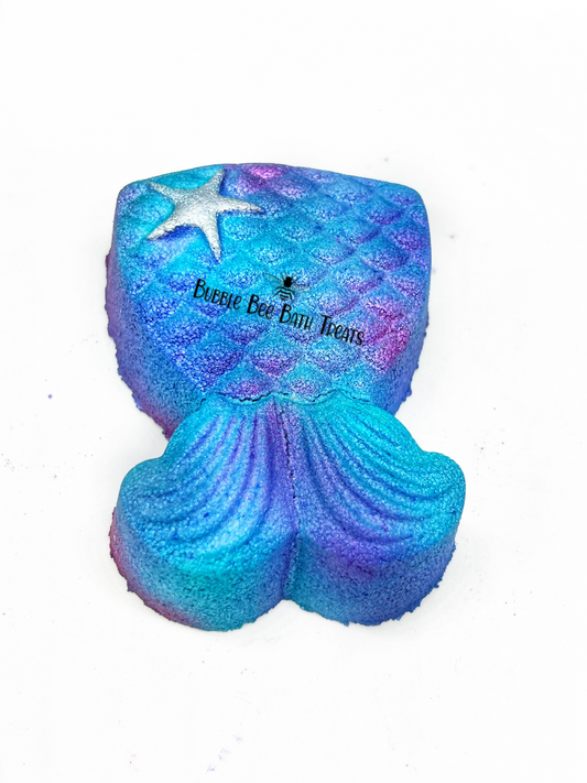 Mermaid Tail Hand painted Bath bomb 6oz with hidden colors