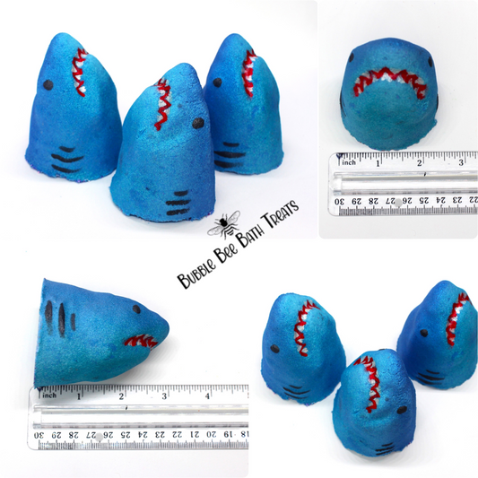 Shark Bite Hand painted Bath bomb 6oz with hidden colors