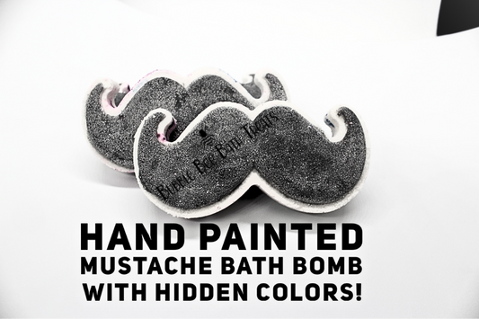 Mustache Bath bomb with hidden colors!