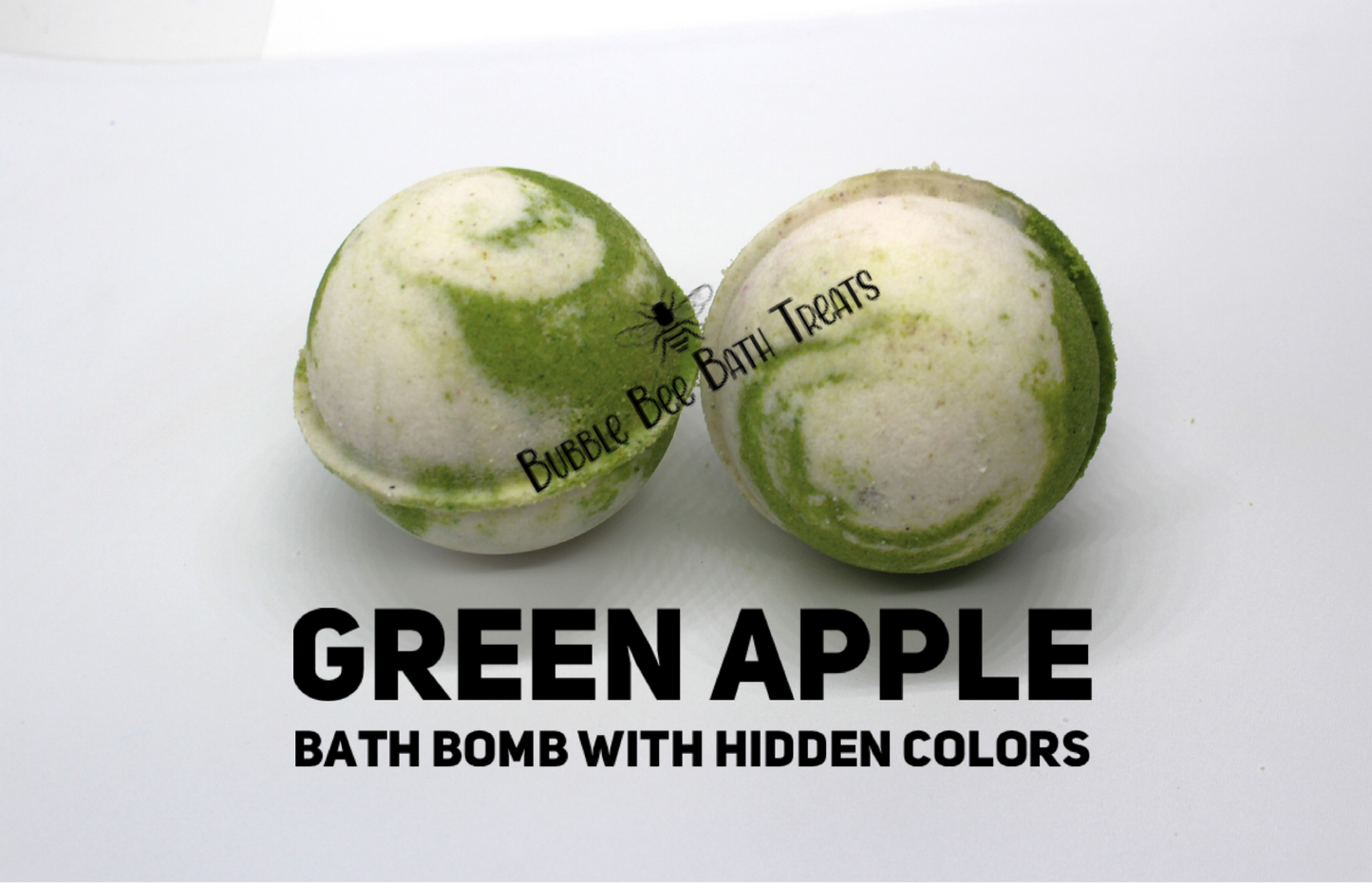 Green Apple Bath Bomb with hidden colors 2.5 inch Round