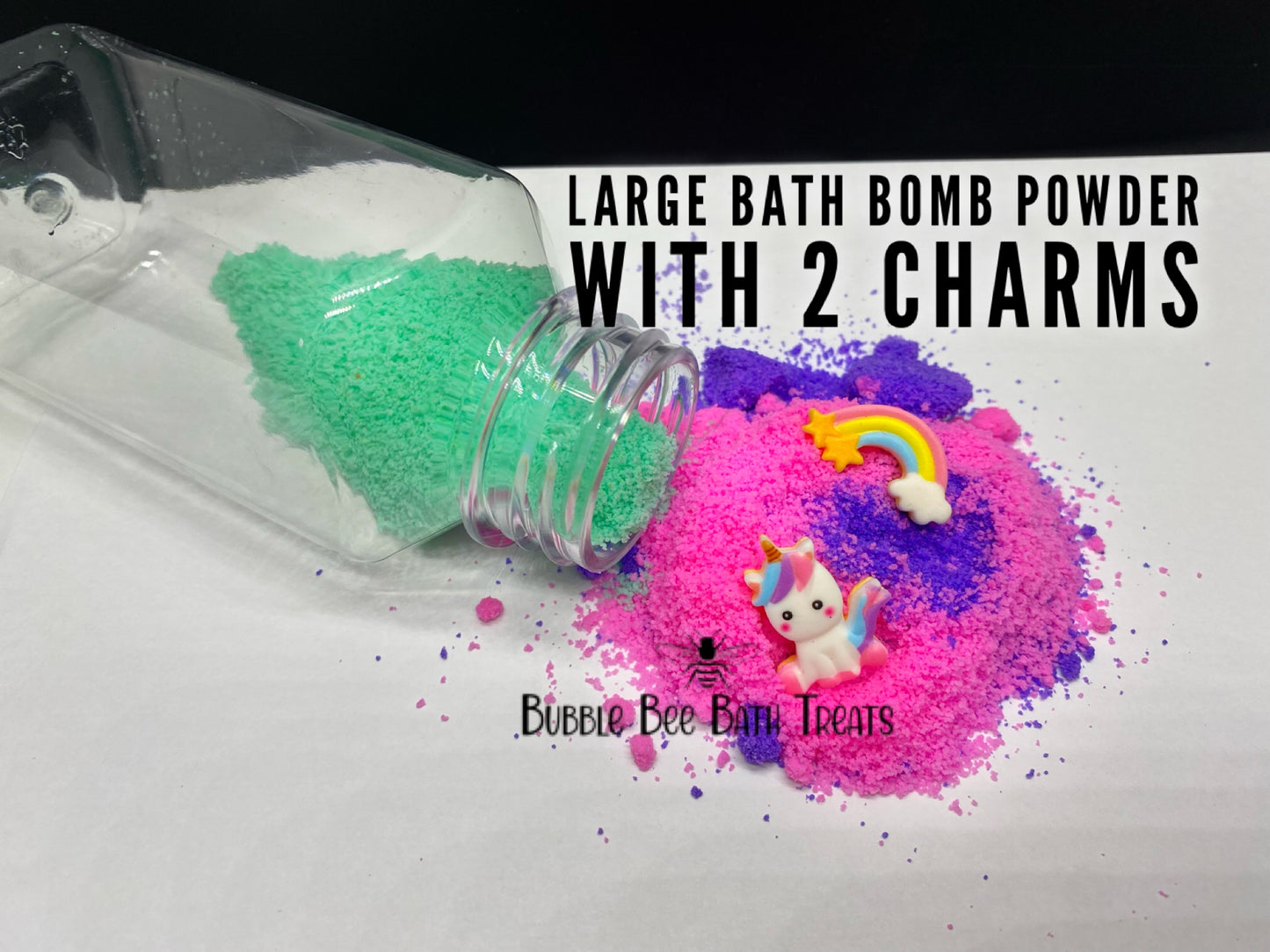 Bath Bomb Powder with Unicorn charms/toys inside. *Pineapple and Coconut