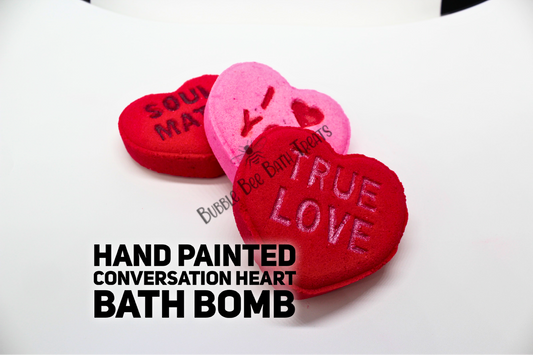 Hand Painted Conversation Hearts Bath bomb!