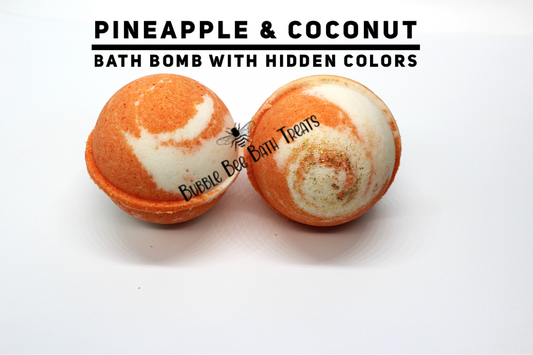 Pineapple & Coconut Water Bath bomb with hidden colors  2.5 inch Round