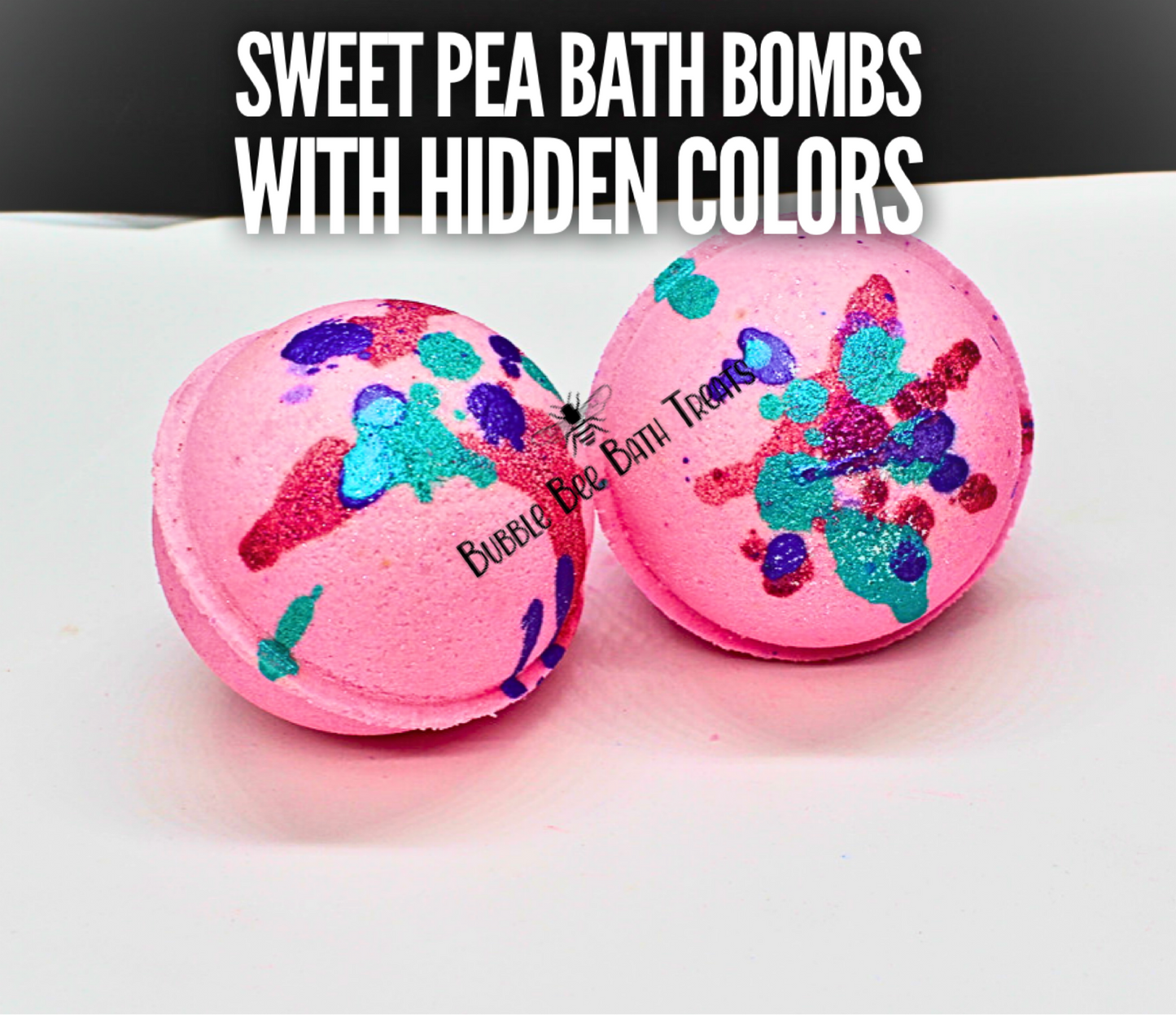 Sweet pea Bath bomb 2.5 inch Round with hidden colors