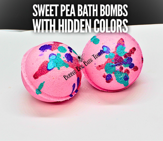 Sweet pea Bath bomb 2.5 inch Round with hidden colors