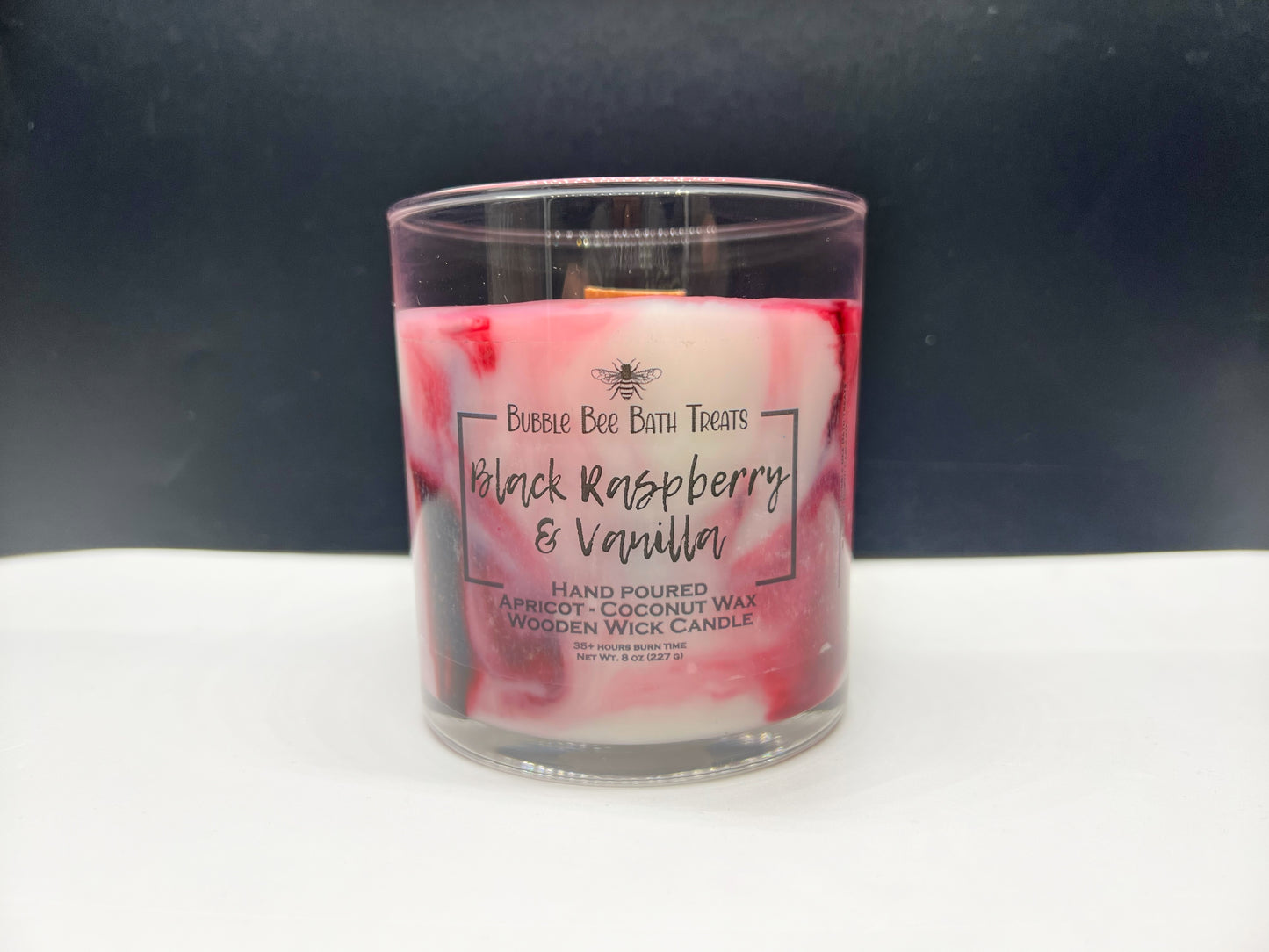 Wooden Wicked Marbled Candles*Black Raspberry and Vanilla